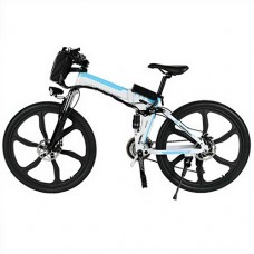 Flagup 26” Folding Electric Mountain Bike with Large Capacity Lithium-Ion Battery (36V 250W) | Aluminum Alloy Spokes | Shimamo Gear | Full Suspension | 30KM/H Speed - B07BK4BP9M